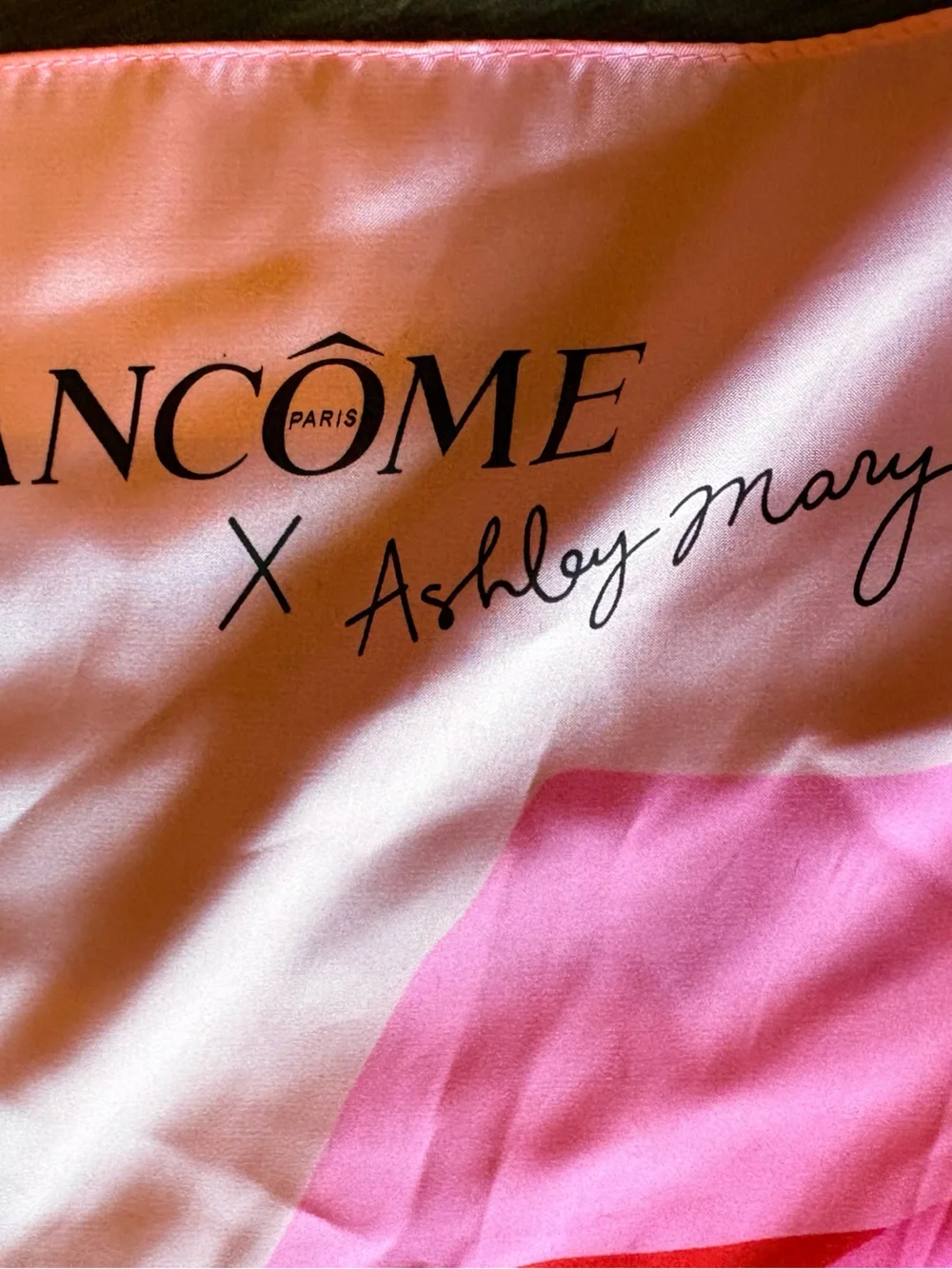 Lancôme Pink Colorblock Silk Scarf